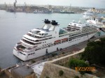 The Seabourn Odyssey docked at Valletta
